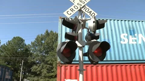 SIGNALS w TRAIN PASSING Stock Footage 11145614