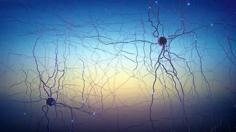 Signalübertragendes Neuron oder Nervenzelle - 3d-Illustration Signal trans.. Stock Photos