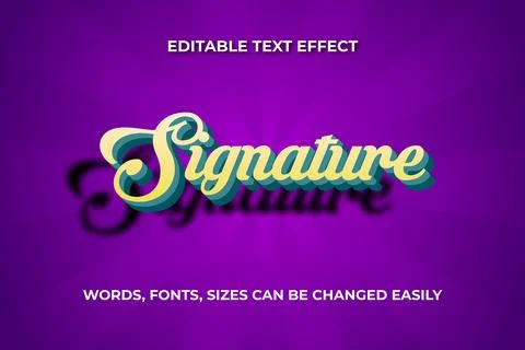 Signature 3d editable text effect Stock Illustration
