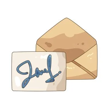 Signature on card with envelope Stock Illustration