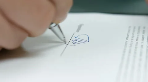 Signature of the document close up. Stock Footage 58212071
