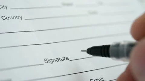 Signature on a document Stock Footage 12261769