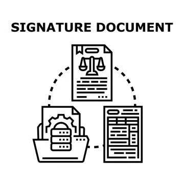 Signature document processing and contract management concept Stock Illustration