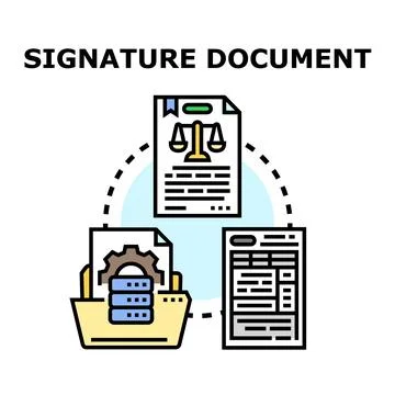 Signature document processing and contract management concept Stock Illustration
