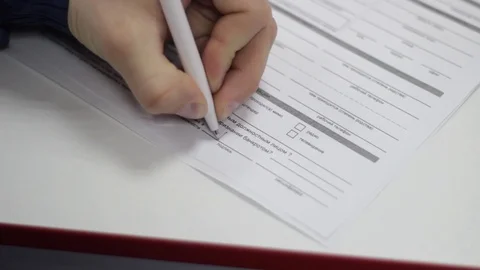 Signature on documents Stock Footage 104659300