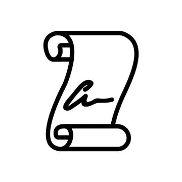 Signature paper scroll icon vector outline illustration イラスト素材