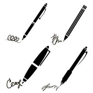 Signature, Pen, Pencil, Undersign, Underwrite, Ratify Icons. Signature, Pe... Stock Photos