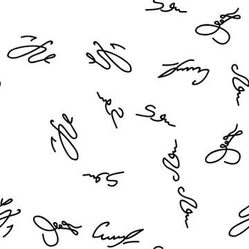 Signature Signing Vector Seamless Pattern 스톡 일러스트