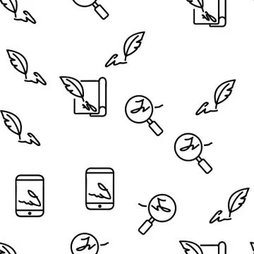 Signature Signing Vector Seamless Pattern 스톡 일러스트