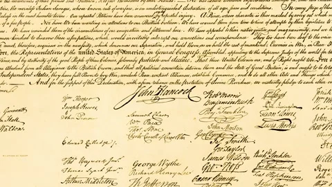 Signatures on Declaration of Independence, July 4th., 1776 Video stock 146549208
