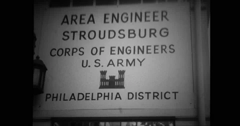 Signboard of area engineer of U. S. Army in Stroudsburg Stock Footage 43402413