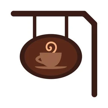 Signboard for coffee shop in solid style 스톡 일러스트