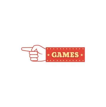 Signboard with games direction pointer isolated Stock Illustration
