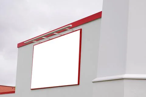 Signboard mockup and template empty frame for logo sign text on exterior indu Stock Photos