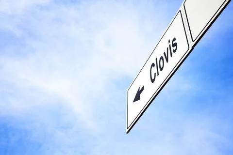 Signboard pointing towards Clovis Stock Photos