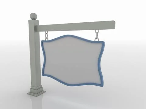 Signboard on Post with Chains on White Background Stock Illustration