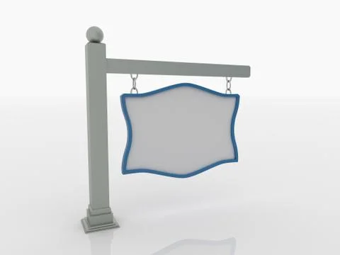 Signboard on Post with Chains on White Background Stock Illustration
