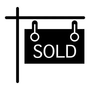 Signboard sold solid icon. Nameplate sold vector illustration isolated on white Illustrazione stock