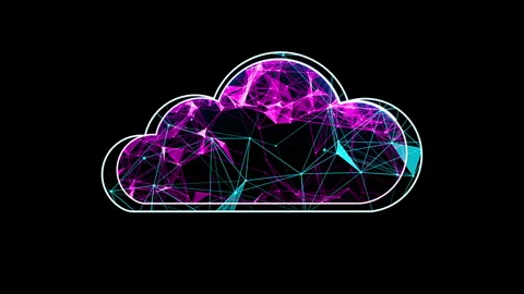 Signboard technology artificial intelligence glowing neon Stock Footage 302366861