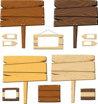Signboards and wooden objects Stock Illustration