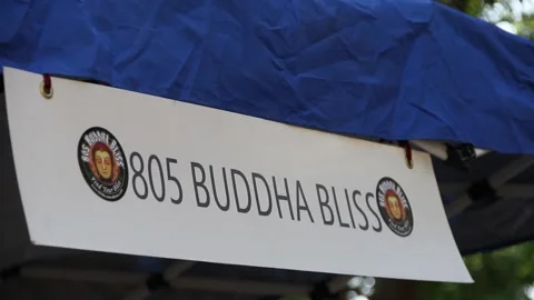 Sign/booth at CBD fair Stock Footage 150800735