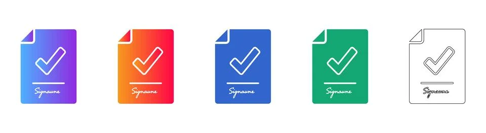 Signed Agreement and Approval Document Icons イラスト素材
