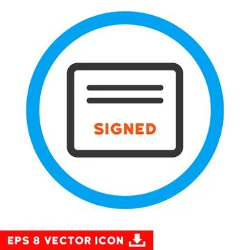 Signed Agreement Document Eps Rounded Icon Stock Illustration