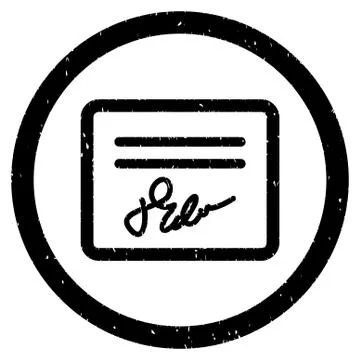 Signed Agreement Document Rounded Grainy Icon Stock Illustration