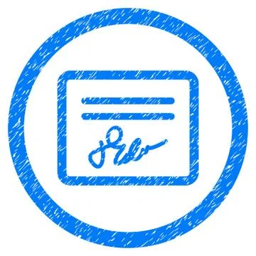 Signed Agreement Document Rounded Icon Rubber Stamp Stock Illustration