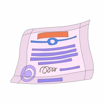 Signed and sealed document icon, cartoon style 스톡 일러스트