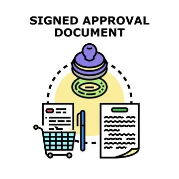 Signed approval document concept for business agreement process Stock Illustration