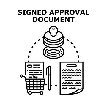 Signed approval document concept for business agreement process Stock Illustration