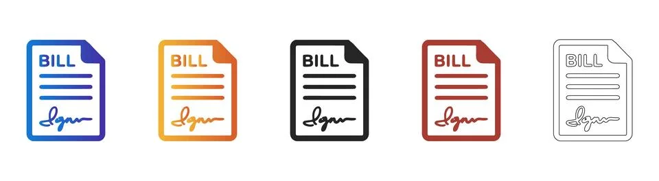 Signed bill document invoice icon set イラスト素材