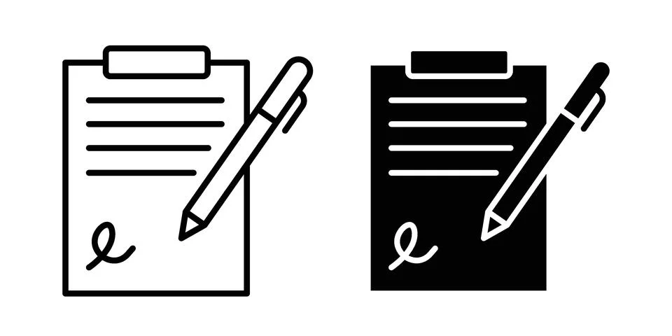 Signed contract icon design. Simple Vector illustrations.. Stock Illustration
