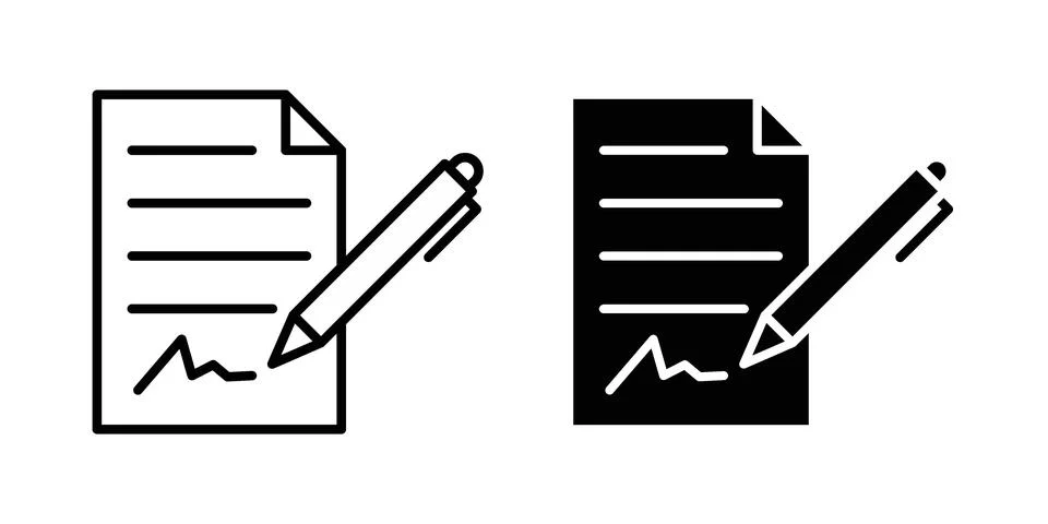 Signed contract icon set, collection of vector icons Stock Illustration