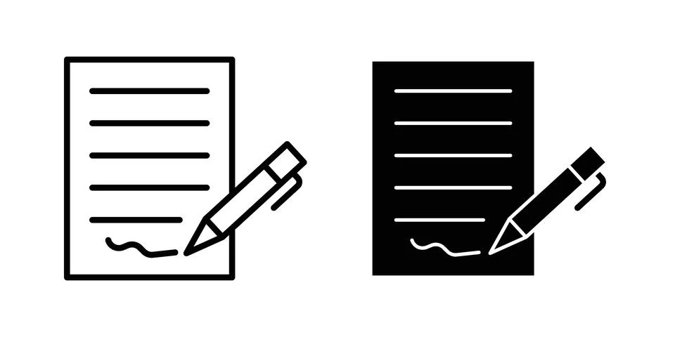Signed contract icon set. Vector EPS 10 Stock Illustration