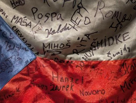 Signed Czech Flag: National Unity and Heritage Photos