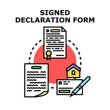 Signed declaration form and official document concept Stock Illustration