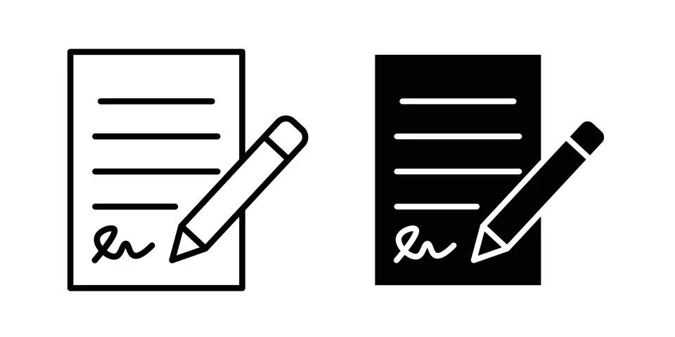 Signed document icon concept logo design collection Stock Illustration