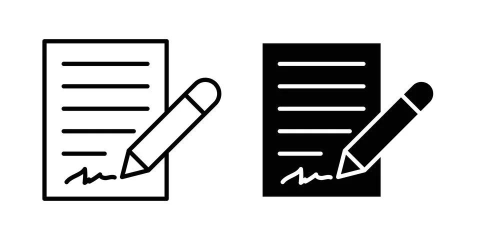 Signed document icon design. Illustration icons in linear and clipart pack Stock Illustration