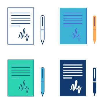 Signed document icon set Illustrazione stock