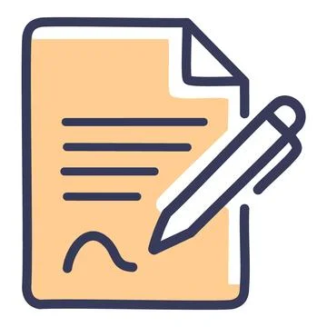 Signed document with pen icon. Colorful illustration of a signed document w.. Stockillustratie