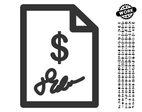 Signed Invoice Icon with Professional Bonus Illustrazione stock