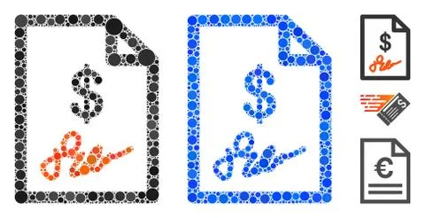 Signed Invoice Mosaic Icon of Round Dots Illustrazione stock