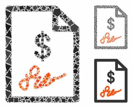 Signed invoice Mosaic Icon of Tuberous Parts Illustrazione stock