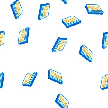Signed lunchbox isometric icon seamless pattern color Illustrazione stock