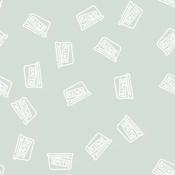 Signed lunchbox line vector seamless pattern black 스톡 일러스트