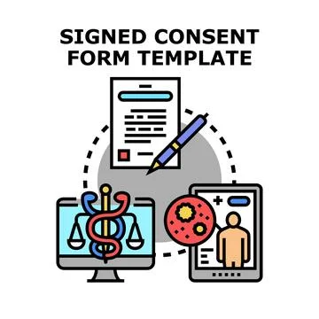 Signed medical consent form template concept Stock Illustration