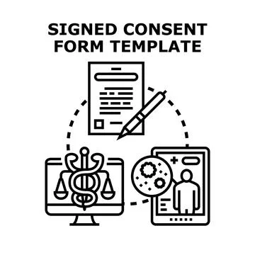 Signed medical consent form template concept Stock Illustration
