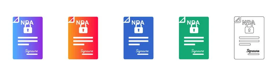 Signed NDA Document Icons with Padlock Security Symbol Stock Illustration